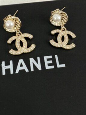 Chanel Double C Pearl Earrings